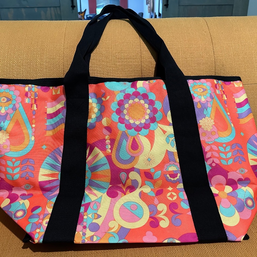 Amika Multicolor Geometric Tote with Black Handles